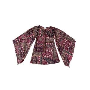 Vintage Sirens Flared Bell Sleeve Mini Dress Tunic Size Large Fairy Hippie Boho